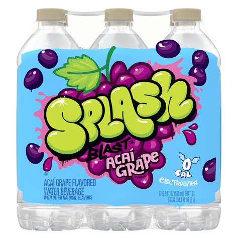 Splash Blast Flavored Water Beverage Acai Grape Flavor 169 Fl Oz