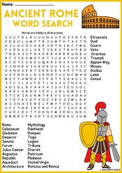 Ancient Rome Word Search Puzzle Activity Vocabulary Worksheet By