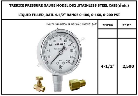 Trerice Pressure Gauge Model D Stainless Steel Case