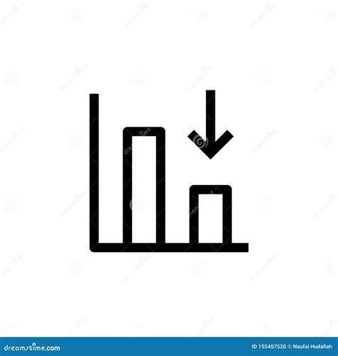 Down Trend Degenerate Bar Chart Icon Design With Falling Down Arrow Symbol Simple Clean Line