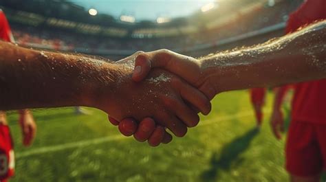 Premium Photo Soccer Players Shaking Hands In A Stadium