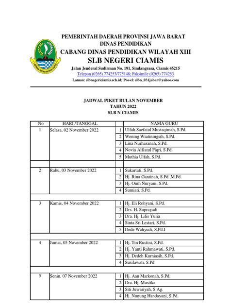 Contoh Jadwal Piket Sekolah Pdf