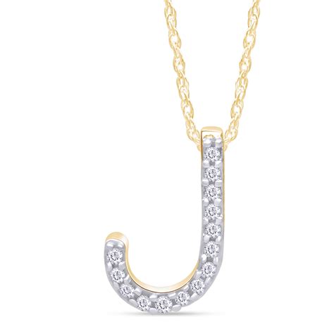 Jewel Zone US Natural Diamond Accent Initial Letter J Pendant