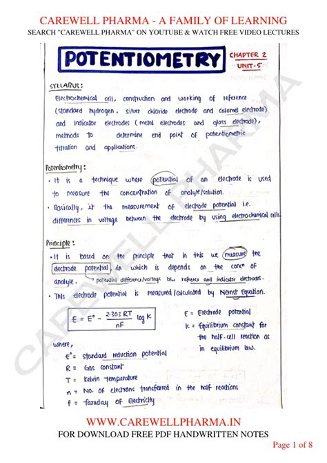 Unit Pharmaceutical Analysis St Semester B Pharmacy Notes