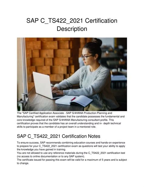 Ppt Sap C Ts422 2021 Certification Description Powerpoint Presentation Id 11442338