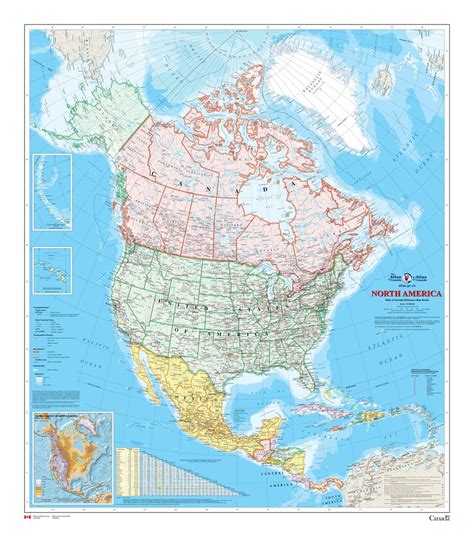 North America Wall Map - Atlas of Canada - 34" x 39" Paper: Buy Online ...