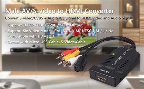 Amazon ESynic Male 3RCA Composite AV CVBS S Video To HDMI