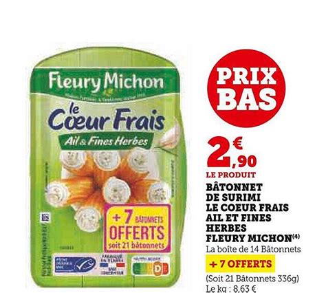 Promo B Tonnet De Surimi Le C Ur Frais Ail Et Fines Herbes Fleury