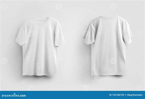 Mockup Of White Mens T Shirt Isolated On Background Front And Back