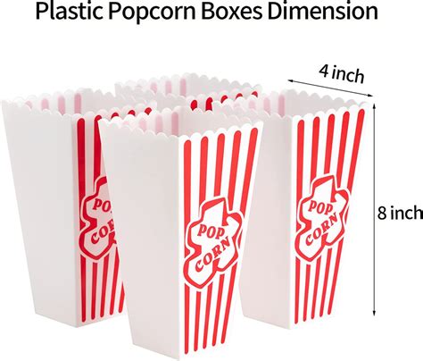 Plastic Popcorn Containers Red And White Striped Retro Style Reusable Popcorn Boxe Ebay