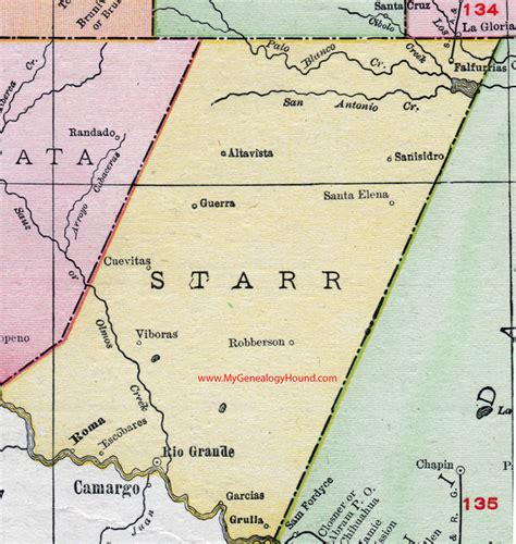 Starr County, Texas 1911 Map, Rand McNally, Rio Grande City, Roma ...