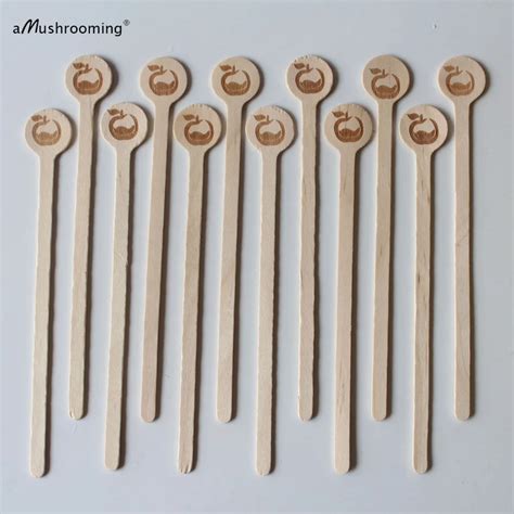 15cm Customized Engraving Logo or Letters Cafe Disposable Wooden Coffee Stirrers Beverage ...