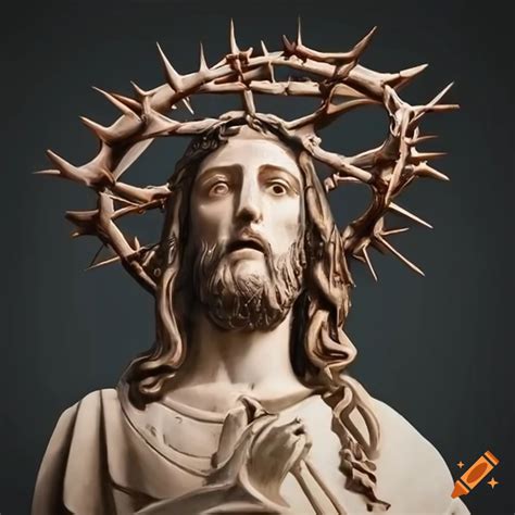 Statue Of Jesus Christ Wearing Crown Of Thorns