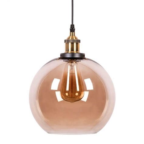 Lampara Efera Cristal Ambar Estilo Nordico Soquete Vintage Tienda Led