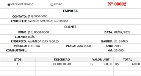 Ordem De Servi O Para Oficina Gr Tis Smart Planilhas