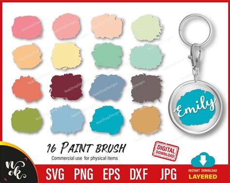 16 Paint Brush Stroke SVG Keychain Pattern SVG Paint Brush Etsy