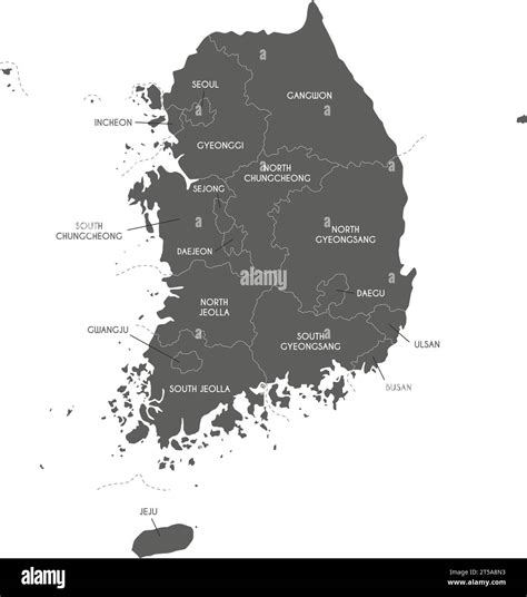 Mapa Vectorial De Corea Del Sur Con Provincias Ciudades Metropolitanas