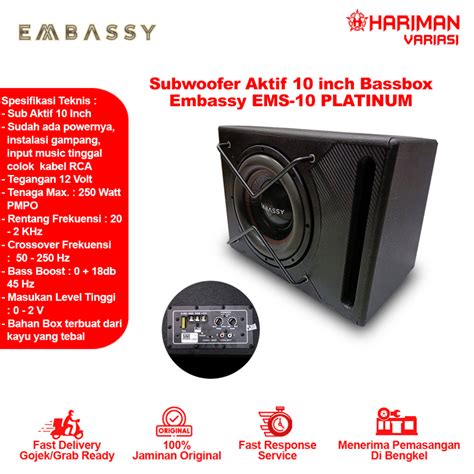 Jual Subwoofer Aktif Inch Bassbox Embassy Platinum Ems Shopee