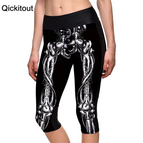 Hot Womens 7 Point Pants Sexy Ladies Leggings White Skeleton Evil