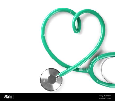 Stethoscope In Shape Of Heart Isolated On White Cardiology Concept