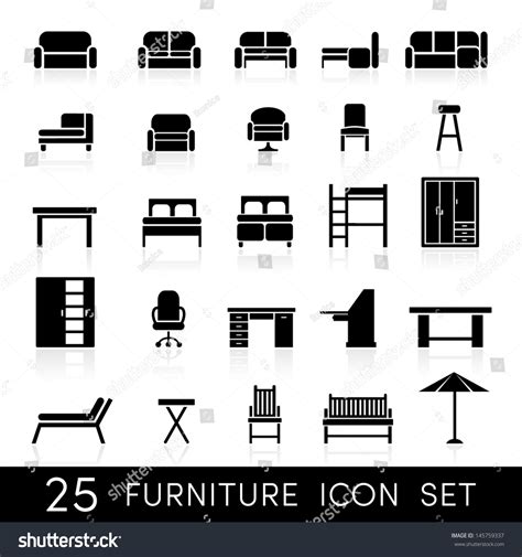 Furniture Icon Set Stock Vector Illustration 145759337 Shutterstock