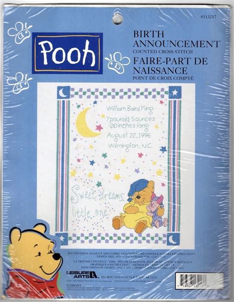 Create a timeless keepsake for your baby with this Winnie The Pooh vintage counted cross stitch ...