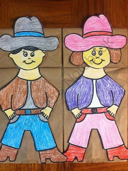 Cowboy Cowgirl Paper Bag Puppet Paper Bag Puppets Cowboy Crafts