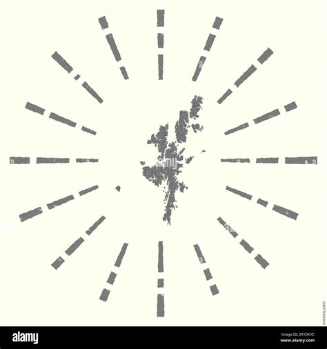 Mainland Logo Grunge Sunburst Poster With Map Of The Island Shape Of