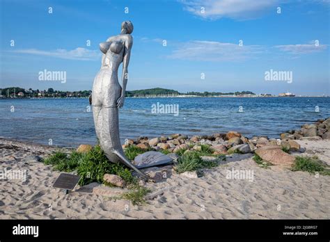 mermaid statue at the beach of Eckernförde, Germany Stock Photo - Alamy