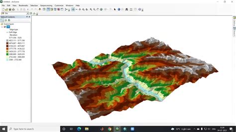 3d Visualization Of Dem In Arcscene Showing Dem In 3d Raster To Tin Youtube