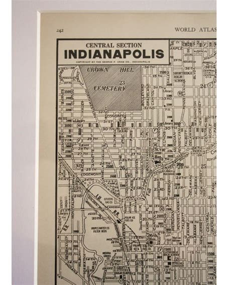 Vintage Framed City Map, Indianapolis – High Street Market