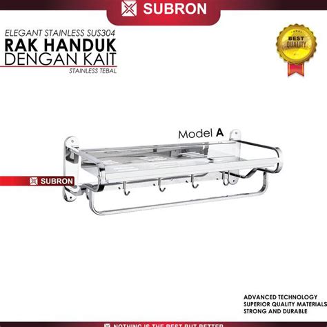 Jual Subron Sus304 Rak Handuk 60Cm Stainless 5 Kait Gantung Elegant