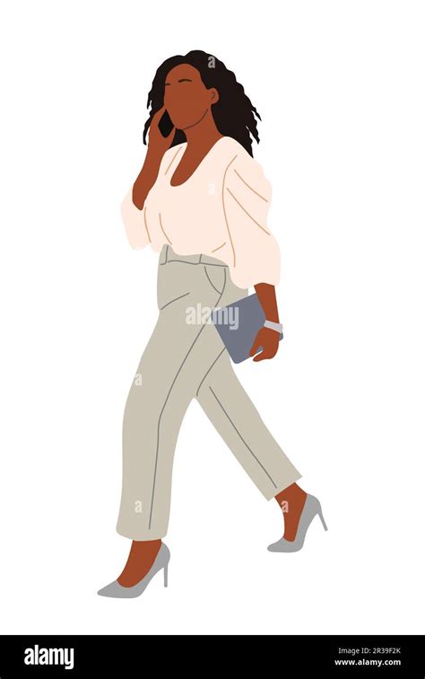 Black Business Woman Walking Side View Vector Stock Vector Image And Art