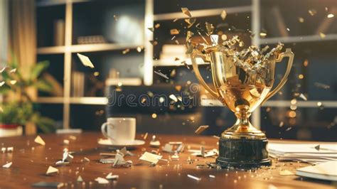 broken trophy  award   desk representing shattered expectations