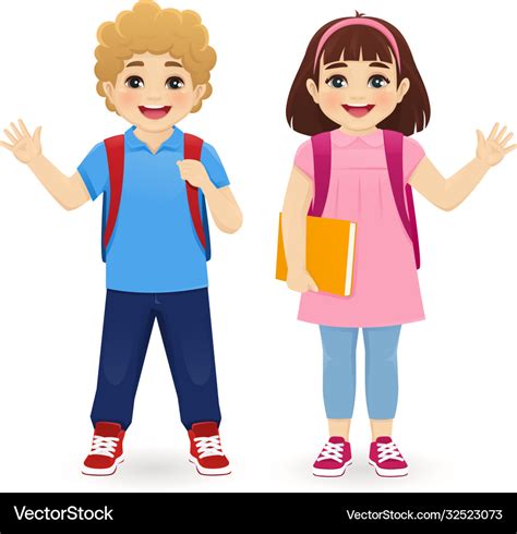 School Boy And Girl Royalty Free Vector Image Vectorstock