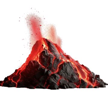 D Illustration Of Volcanic Eruption With Lava Volcanic Mountain In