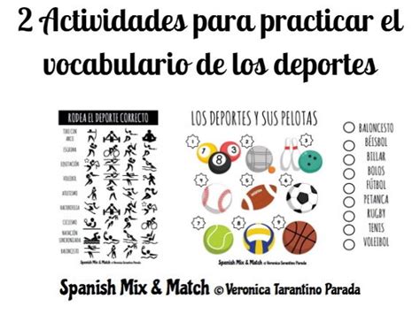 SPORTS VOCABULARY ACTIVITIES SPANISH Teaching Resources