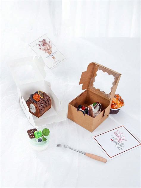 Pcs Lotfancy White Bakery Boxes With Window Cookie Boxes Small