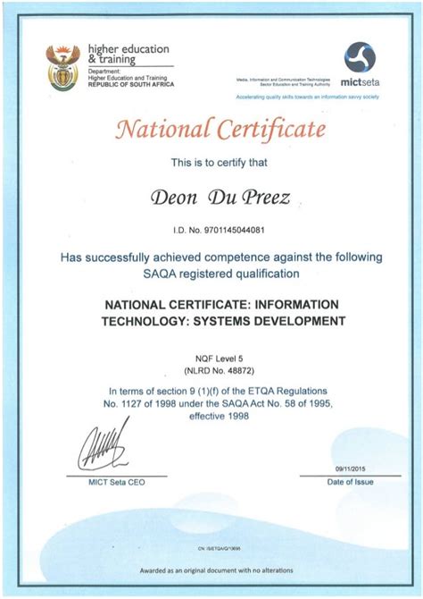 National Certificate Nqf Level 5