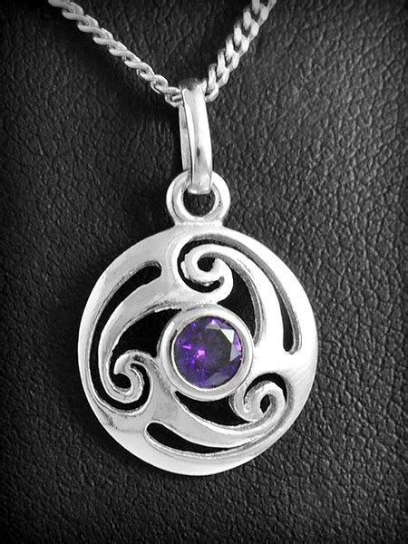 Pendentif Argent Triskel Violet Excalibur Bijoux