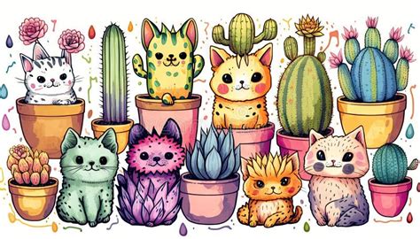 AI Generated Illustration Of A Vibrant And Diverse Array Of Cacti