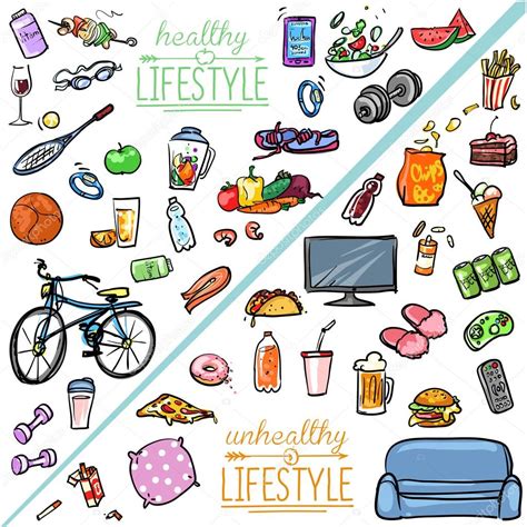 Healthy Lifestyle Vs Unhealthy Lifestyle Stock Vector Image By