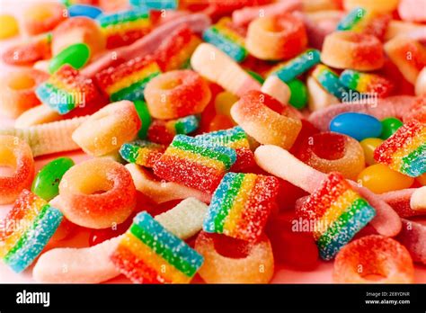 Mixed Collection Of Colorful Candy Close Up Stock Photo Alamy