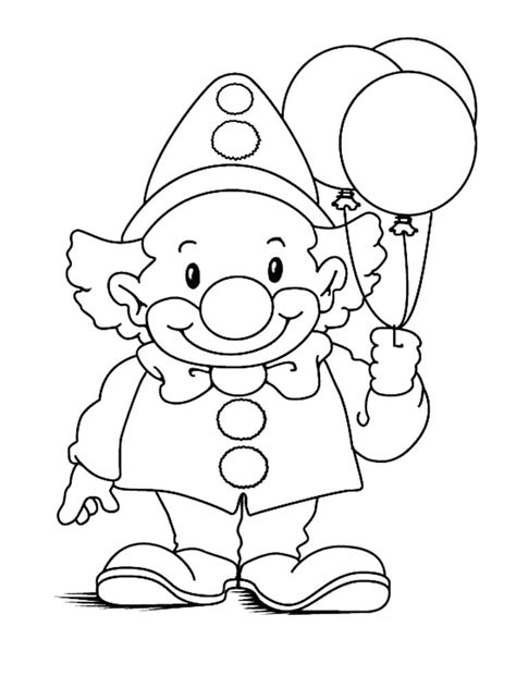 Coloriage Clown Mignon et Ballon télécharger et imprimer gratuit sur