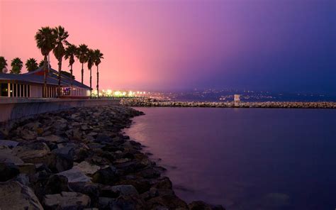 Wallpaper Sunset Sea Cityscape Bay Night Shore Reflection