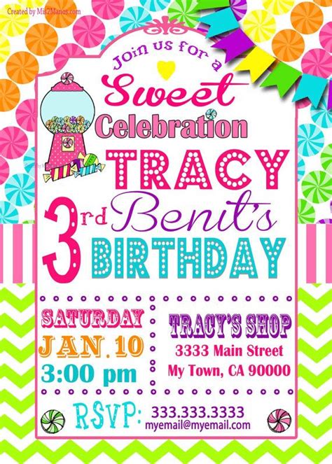 Editable Candyland Invitation Candy Land Birthday Sweet Etsy