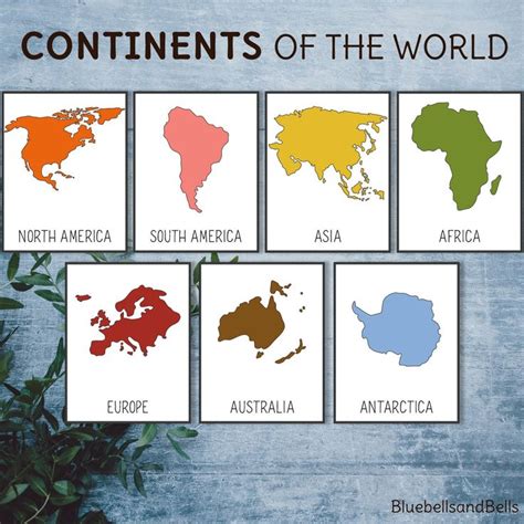 Continents Flash Cards And World Map Montessori Printable For Preschool And Kindergarten