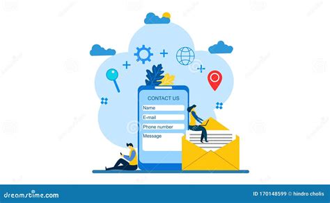 Contact Us Flat Vector Illustration Stock Vector Illustration Of