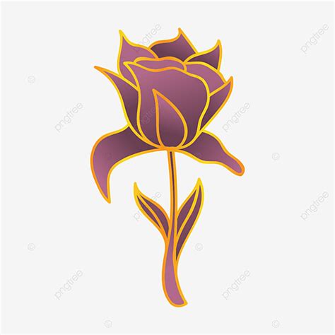 Golden Flor Rose Hoja Elemento Clipart PNG Hoja Rústica Dibujo