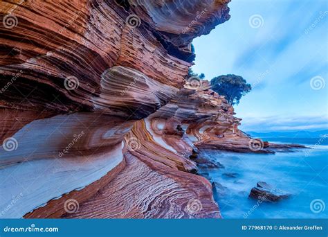 Painted Cliffs on Maria Island, Tasmania Stock Photo - Image of